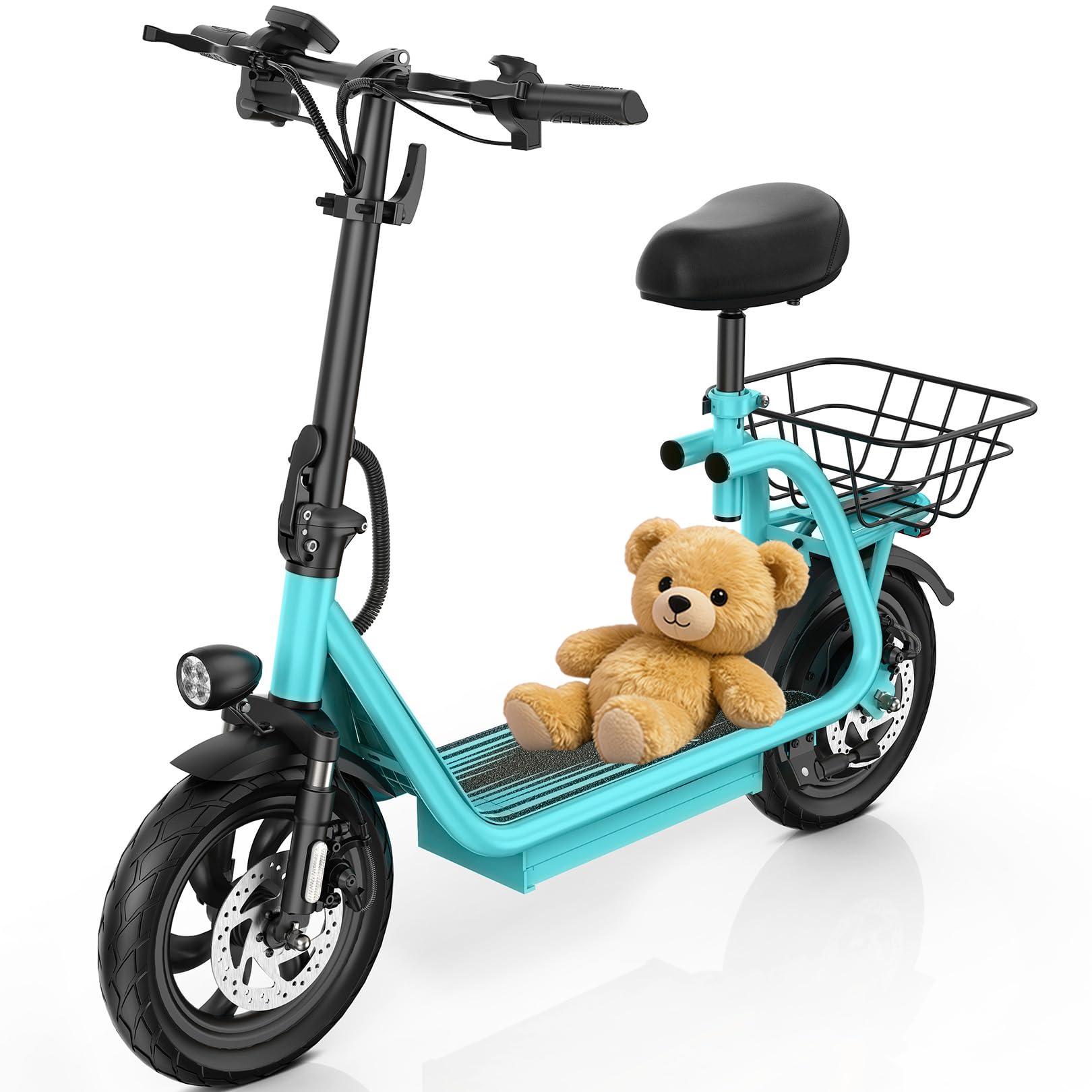 Caroma Peak 1200W Electric Scooter with Seat,30 Miles Range,20Mph Max Speed,12" Tire Foldable Electric Scooter for Adult,265lb Max Load(Blue)