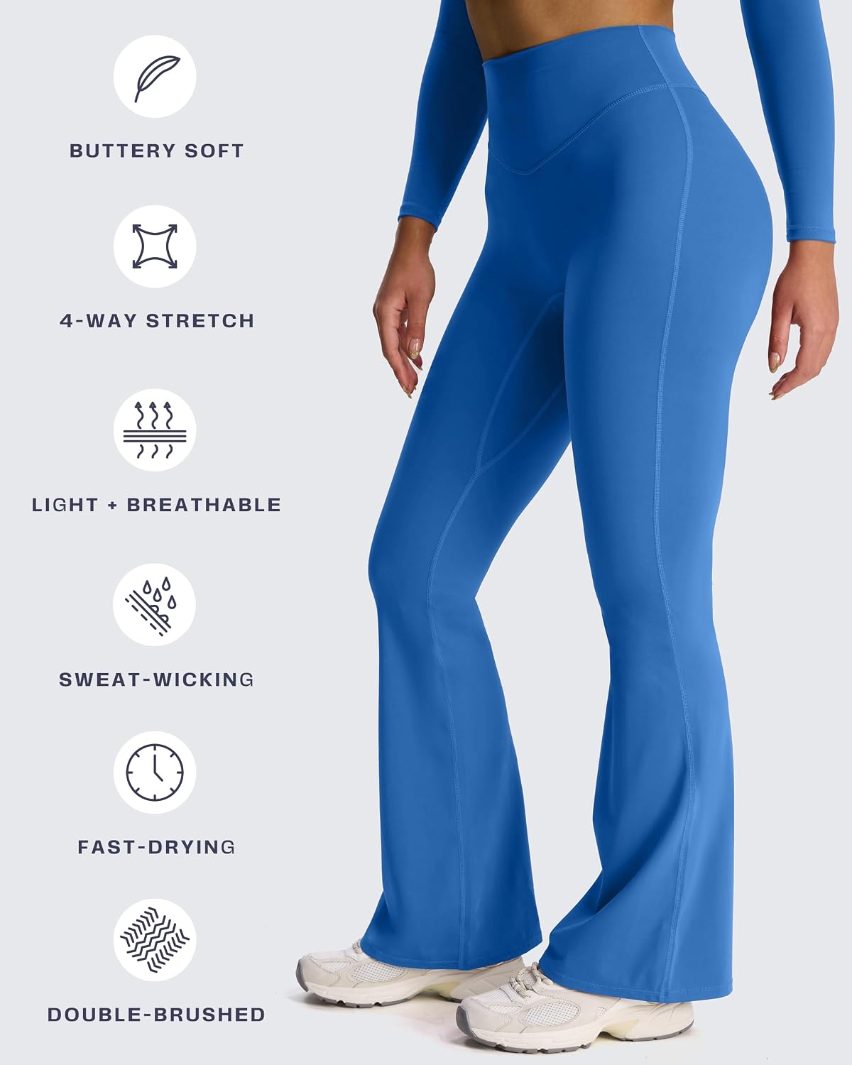 Aoxjox Flare Leggings for Women Metamorph Mid-Rise Hidden Scrunch Butt Lifting Wide Leg Yoga Pants 30"/32"/34"