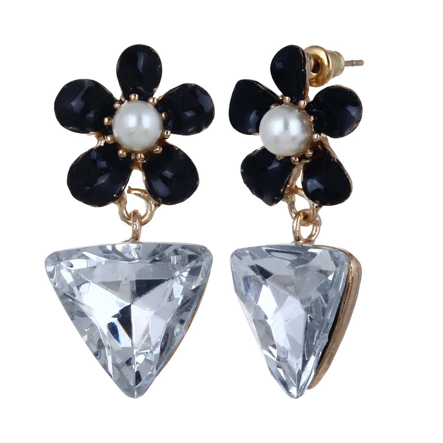 Gracias Collection Crystal and Flower Earrings
