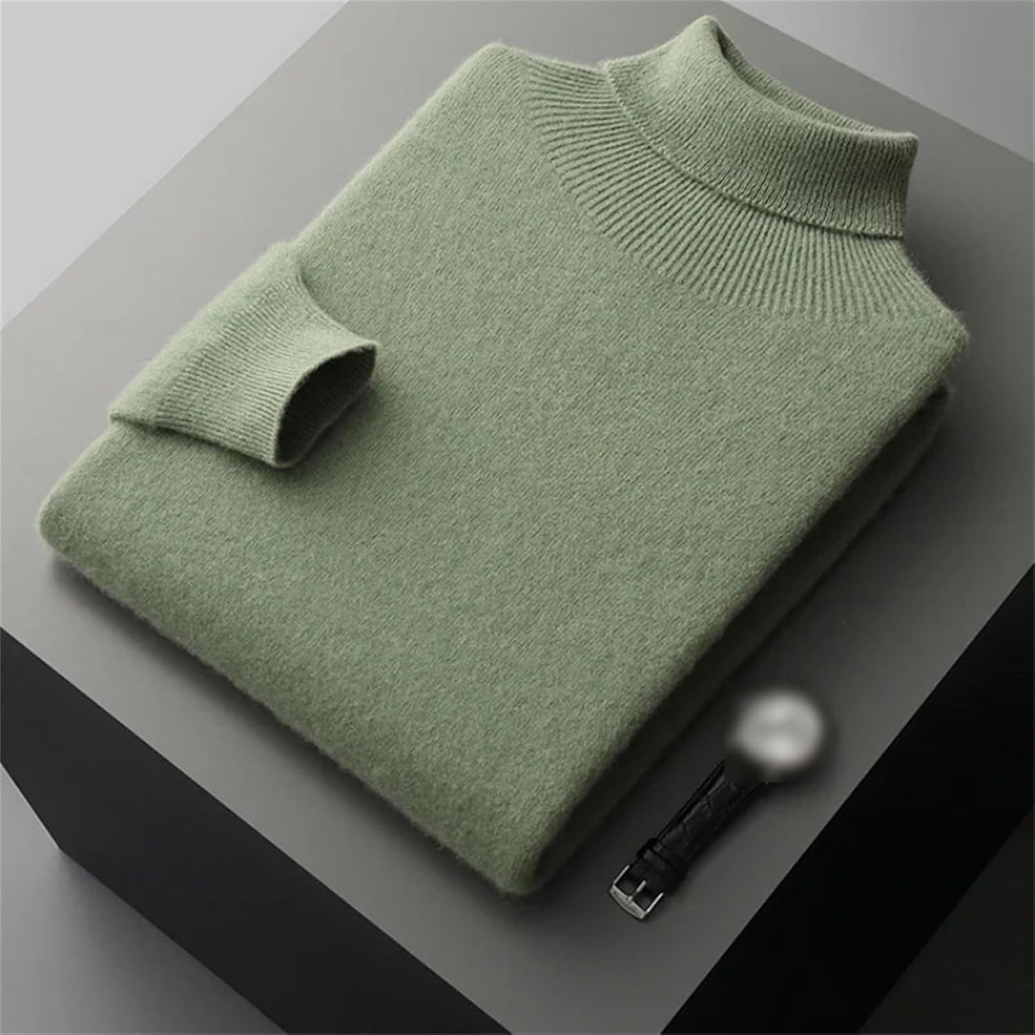 Autumn Winter Men's Cashmere Sweater Turtleneck Wool Pullover Thickened Warm Loose Solid Color Knitted Sweaters