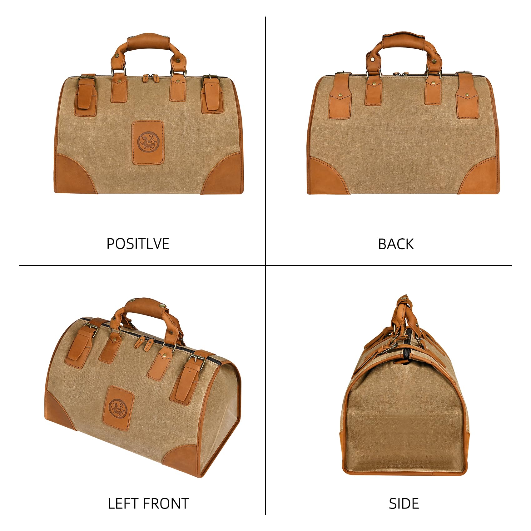 Wasserabweisend Canvas Crazy Horse Leder Reisetasche 35L Trim Unisex Handgepäck Weekender Tasche Sporttasche für Reise Wochenende Urlaub FB8151 (Hellbraun)