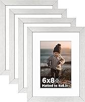 Vista 71 de KINLINK Juego de 4 portarretratos plateados de 5 x 7, marcos de fotos de madera con paspartú de 4 x 6 con plexiglás para 4 x 6 con paspartú o 5 x 7