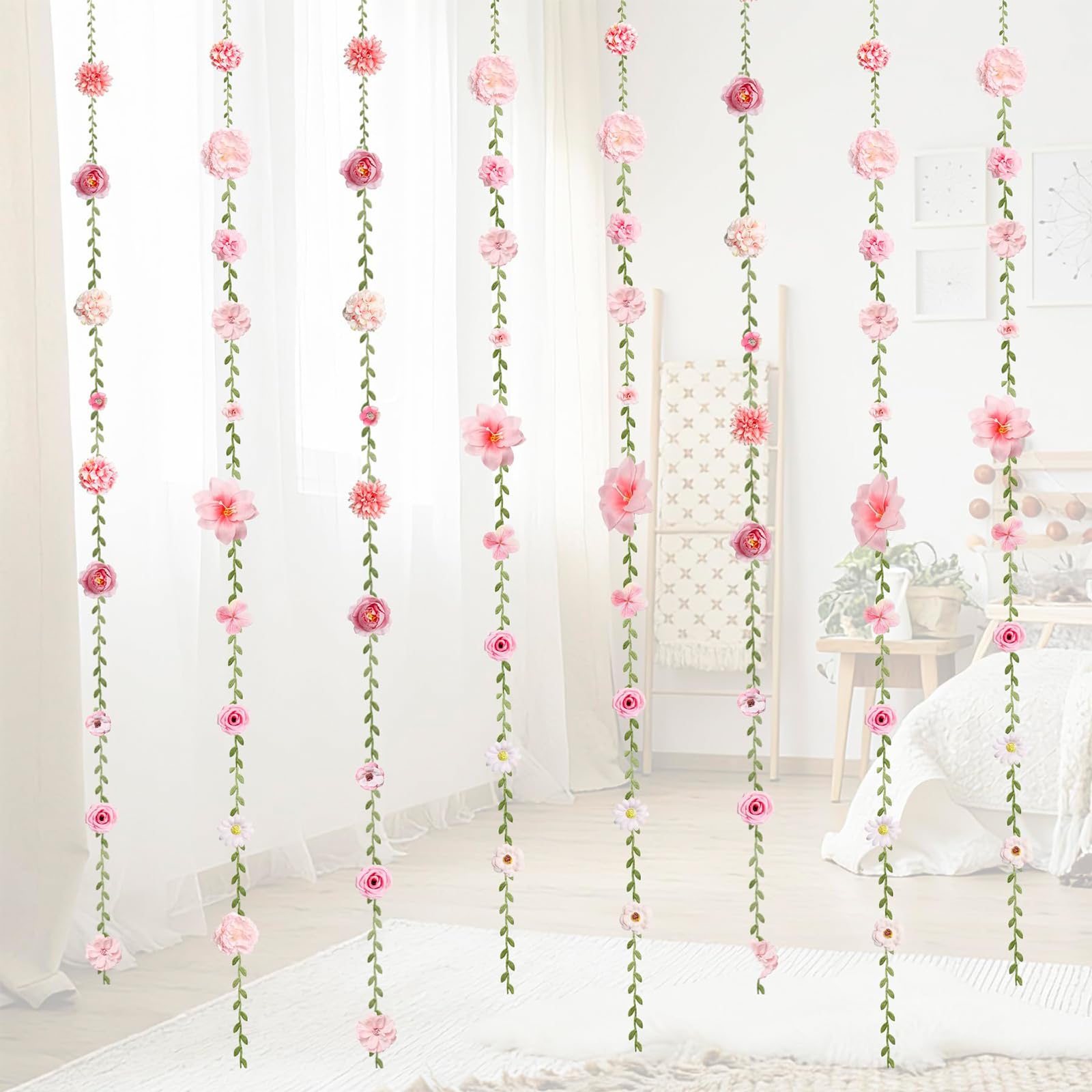 Cosblisvia 6 Pcs 78.7 Inch Artificial Flowers Outdoor And Wedding Decorations Flower Garland For Couples Brides Planners Arch Backdrop Engagement Party Bedroom Wall