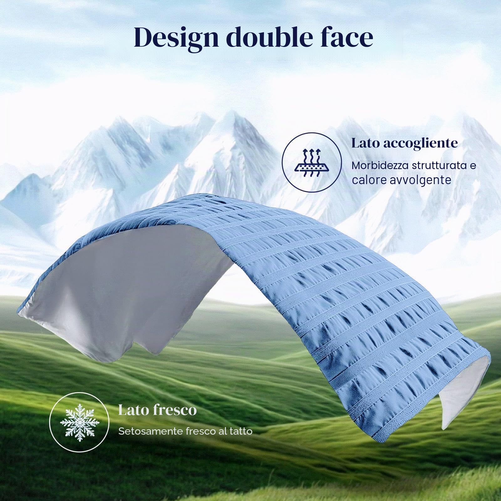 IKALIFE Coperta Refrigerante Letto - Coperta Rinfrescante per l'estate Copriletto Matrimoniale Estiva Q-Max>0,5 Cooling Blanket Fresca Fredda Coperte Rinfrescanti per Divano Blu 130x180 cm