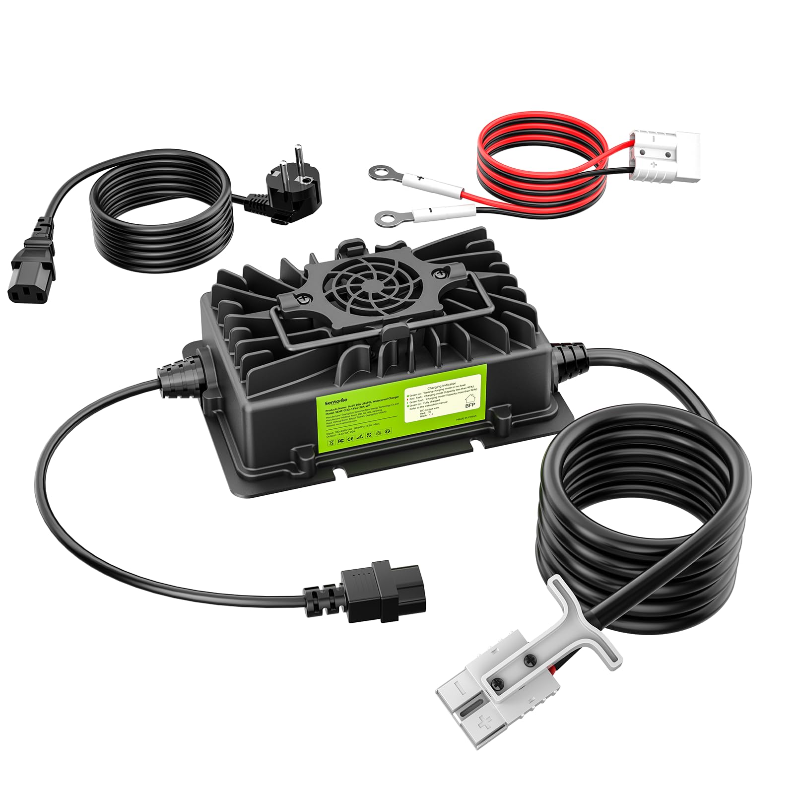 LiFePO4 Batterieladegerät, 14,6 V, 20 A, 0 V Aktivierung, IP65 Wasserdicht & Anderson-Stecker für Lithium-Batterie, Wohnmobil, Boot, isolierte Standorte und Solaranlagen