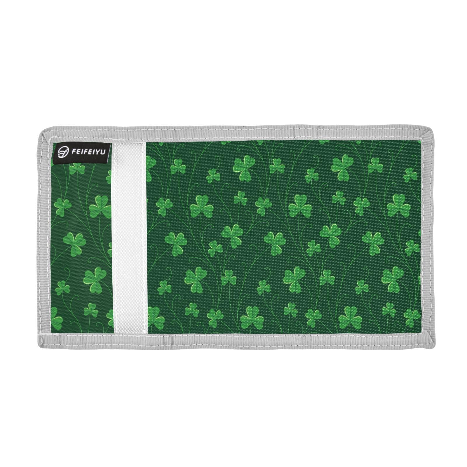 JHKKU Vintage St Patrick's Shamrock Trifold Wallets for Kids Boys Girls, Outdoor Sports Wallet for Teen, with Zipper Coin Pocket Novelty Purse
