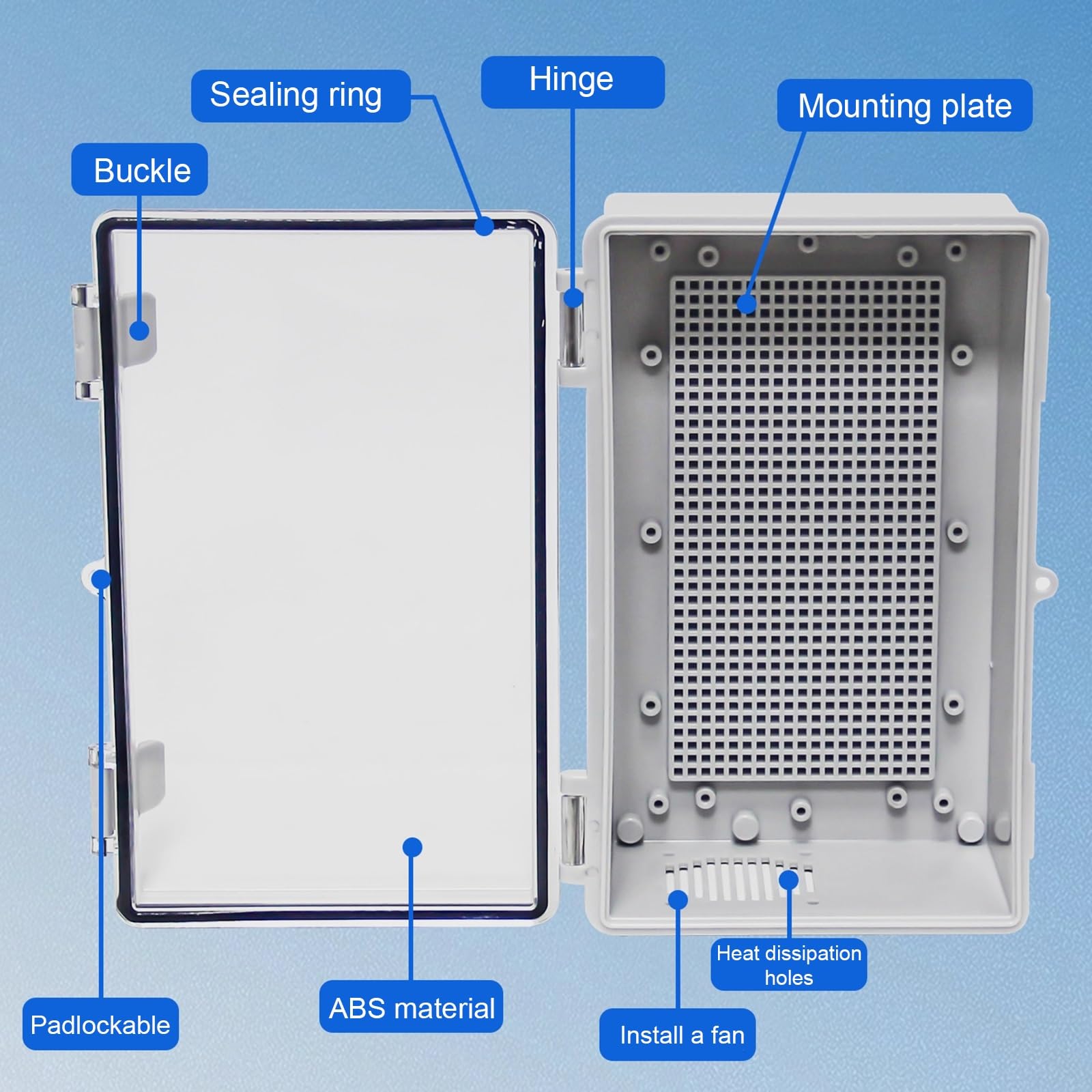 Scatola Elettrica A Parete, Scatola Di Giunzione Elettrica Impermeabile In ABS IP67, con Piastra Di Montaggio, Facile Da Installare(60x50x22cm/23.6x19.7x8.7in)