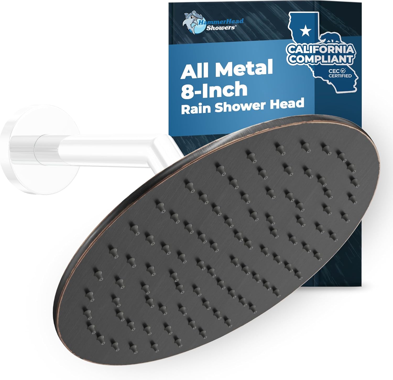 HammerHead Showers Solid Metal 8 Inch Round Rain Shower Head
