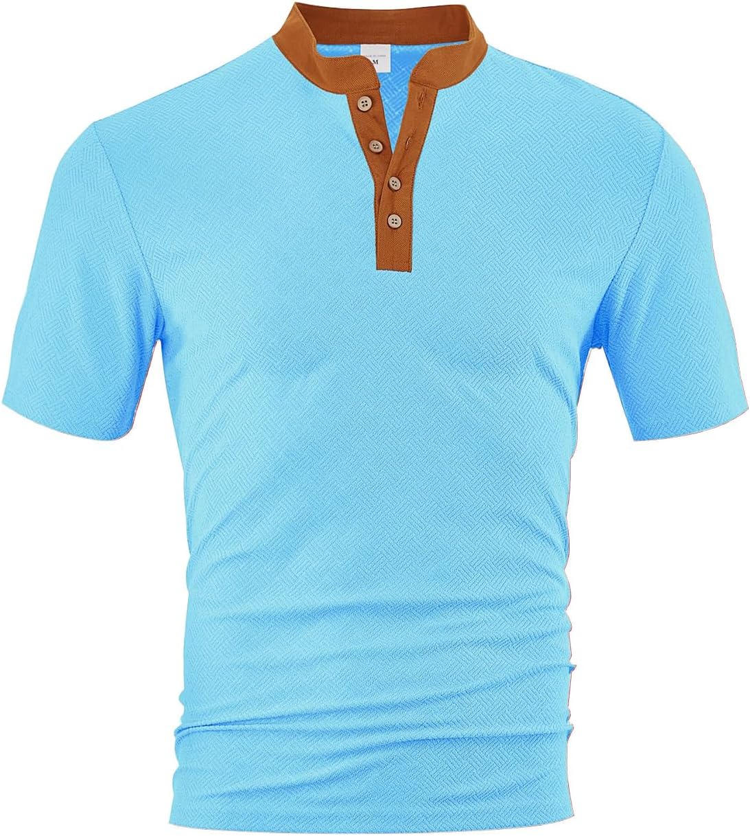 Mens Muscle Slim Henley Shirts Crewneck Longline T-Shirt Gym Workout Athletic Shirt Tees with Button