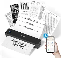 HPRT Impressoras portáteis MT610 Pro sem fio para viagens, impressora térmica Bluetooth compatível com iOS, Android e laptop, suporta letras dos EUA 8,5 x 11 e papel térmico A4, impressora móvel sem