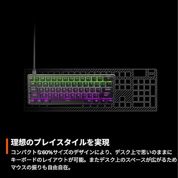 SteelSeries 64825 Gaming Keyboard with Rapid Trigger, Mini Size, Apex Pro Mini JP, Wired Japanese Layout, OmniPoint Switch, 2-in-1 Action Key, Black