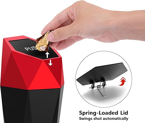 Miniatura 7 de Ginsco Portavasos de basura para automóvil, paquete de 2 mini con tapa, accesorios para interior, auto pequeño a prueba de fugas, ganchos ABS