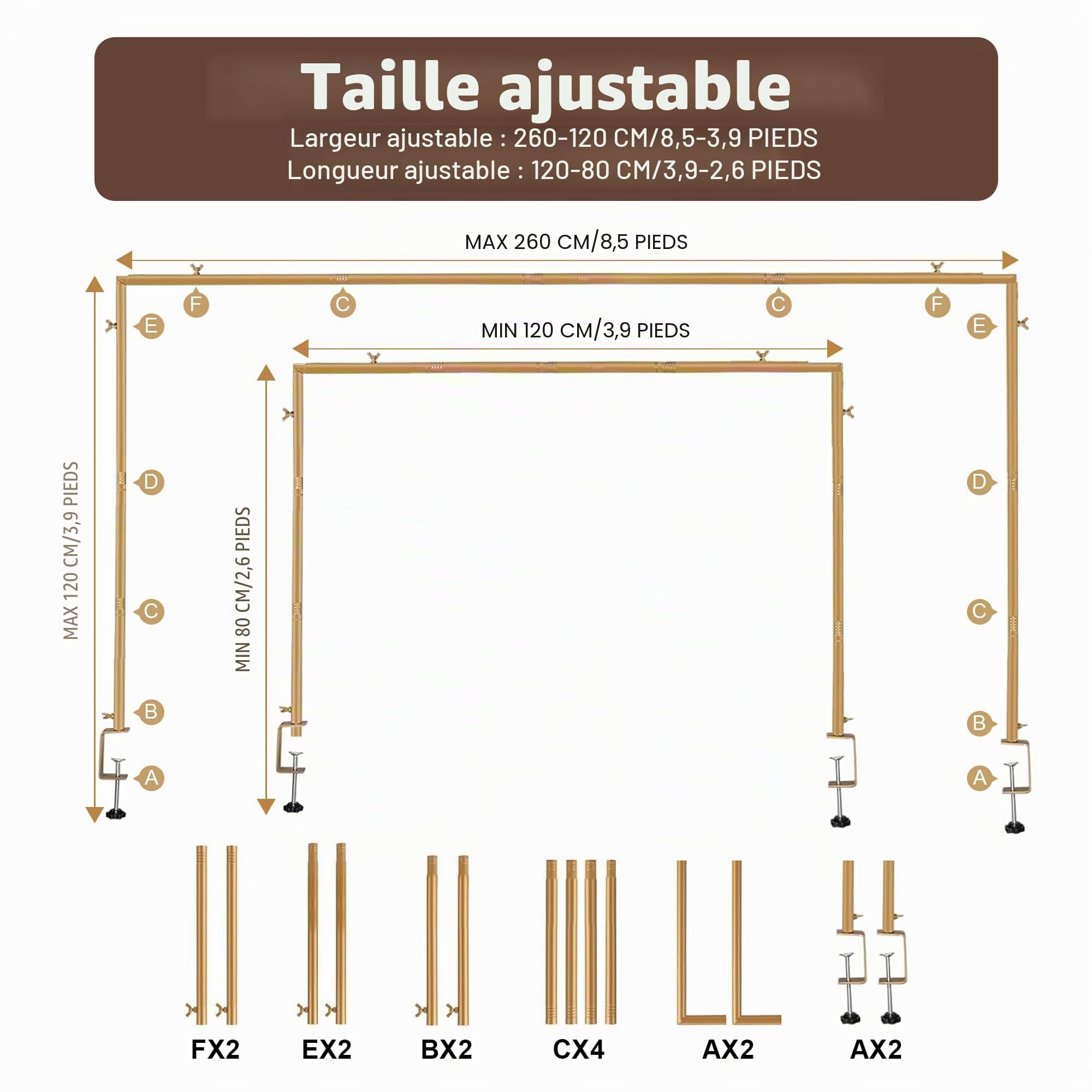 Support de tige de table, support d'arche de ballons, support d'arche de Noël, support de toile de fond pour décoration de table de mariage, festivals, fête d'anniversaire, décoration de spectacles
