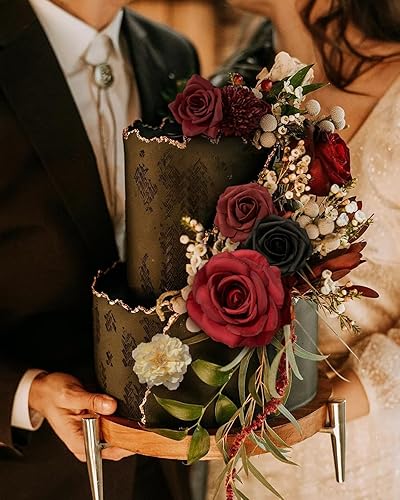 Vista 32 de White Rose Artificial Flowers Fake Flower Bulk with Stems for DIY Wedding Bouquet Bridal Baby Shower Centerpiece Table Decorations Silk Faux Floral