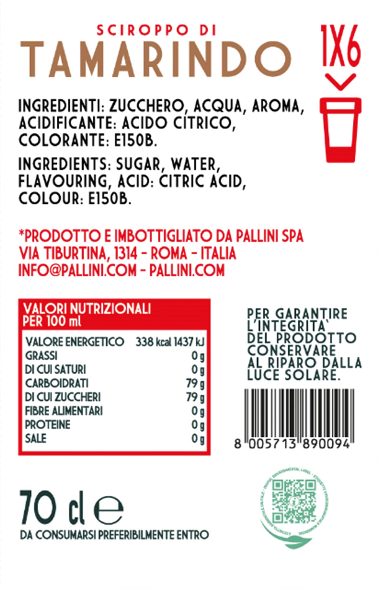 Pallini Sciroppo di Tamarindo - 700 ml