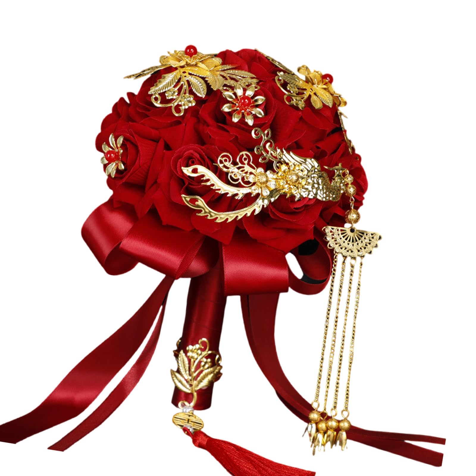Nucelit Artificial Roses Wedding Bouquet Beautiful Handheld Artificial Flower Bunch Delicate Bride Bunch Weddings Elegant Rose Wedding Bouquet