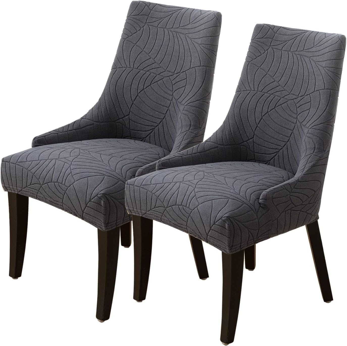 Set of 2 4 6 Waterproof Stretch Wingback Side Chair Slipcover- Stretch Dining Chair Covers Upholstered Arm Chair Protector for Dining Living Room Washable (Beige,2PCS)