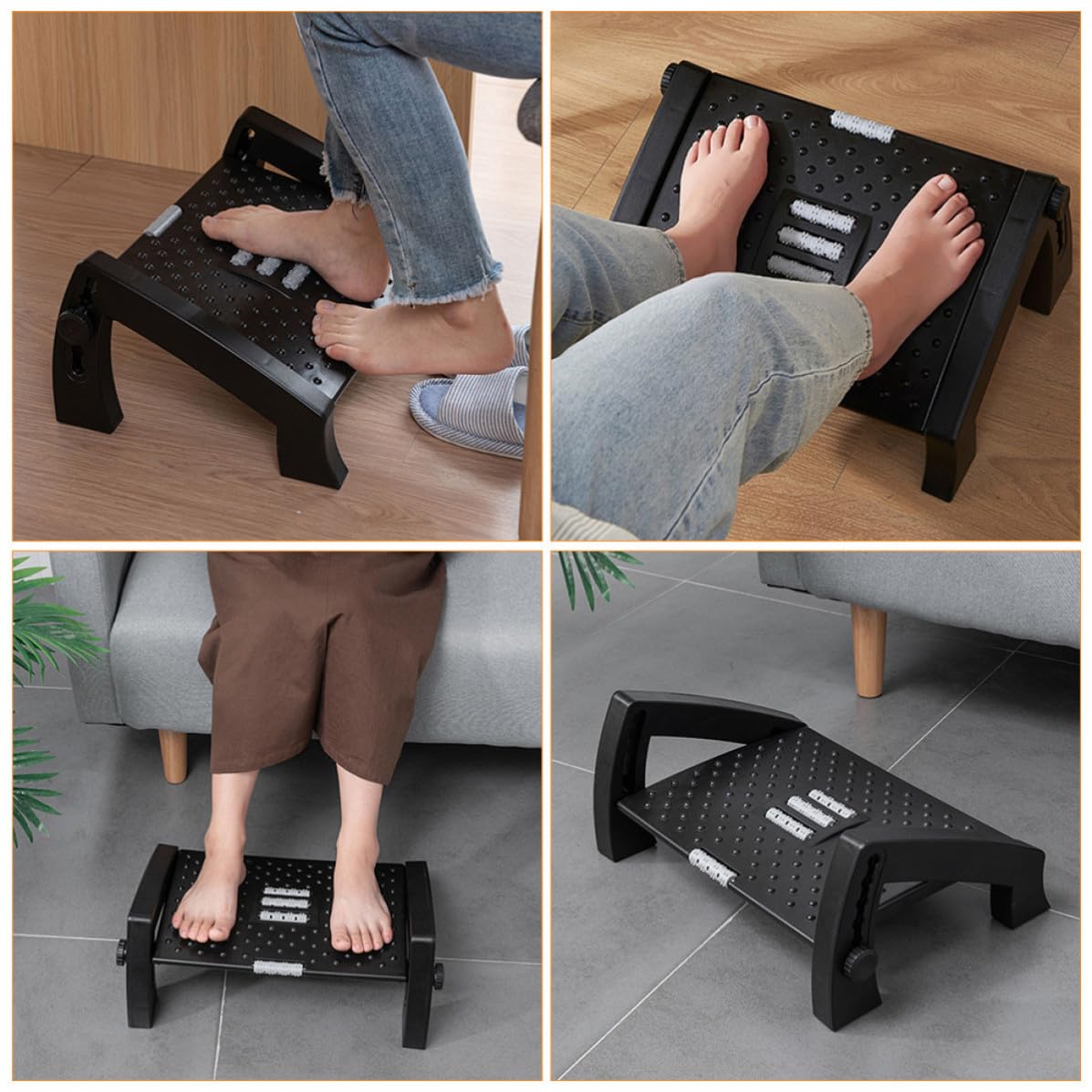 Reposapiés Portátil y Ergonómico para de Plástico para Oficina y Hogar Ajustable Mejora la Postura y Alivia la Presión Debajo del Escritorio
