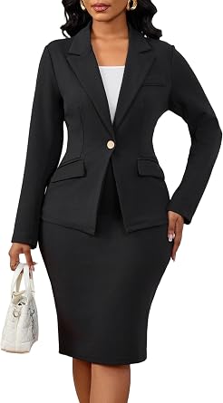 Salimdy Women 2 Piece Skirt Suit Set Business Professional Outfits