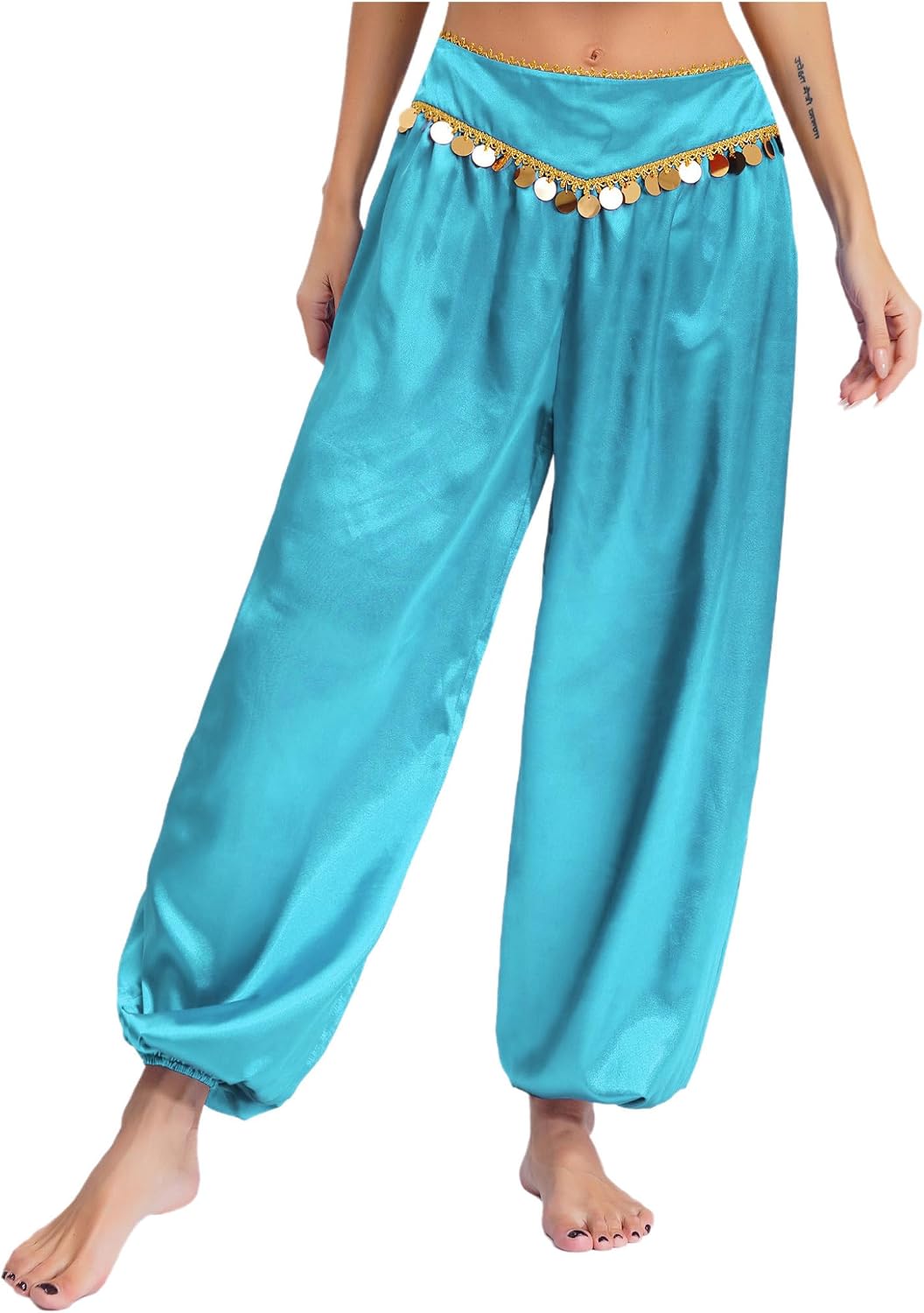 Lejafay Womens Belly Dance Arabian Costumes Sequins Lantern Harem Pants Tribal Belly Dance Trousers