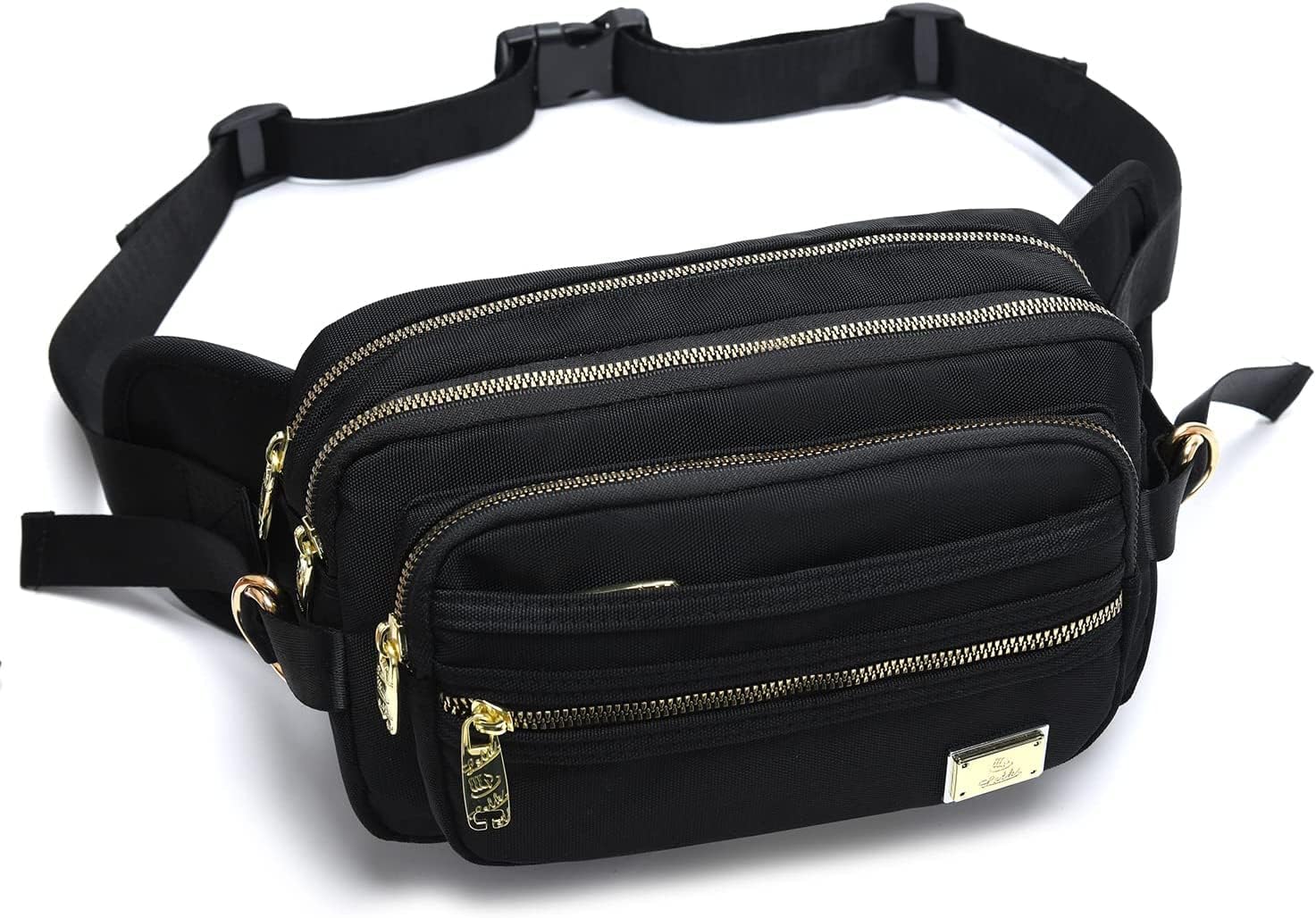 Men's Multi-functional Waist Pack Waist Bag Fanny Bag for Hiking Camping,Travel and other Outdoor Activities (Black)