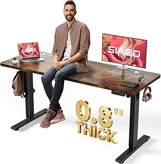 Electric Standing Desk Adjustable - 63 x 24 Inch Sit Stand up Desk with Cable Management - 3 Memory Preset Adjustable Height Table