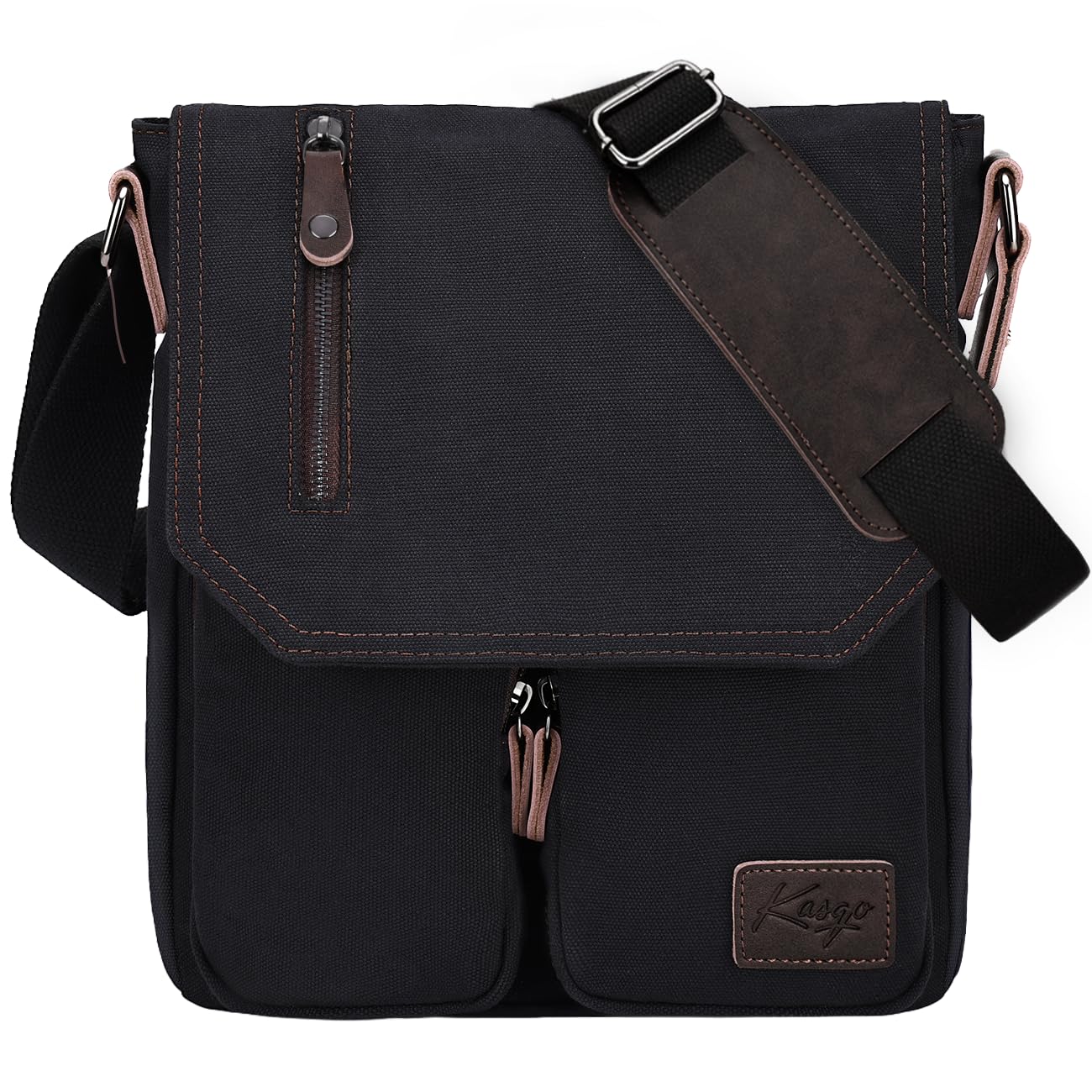 Sacoche Homme Femme, Léger Multi-poches Sac Bandoulière Homme Femme en Toile Vintage 11 Pouces Besace Pochette Porté Epaule pour Affaires Travail Voyage Scolaire