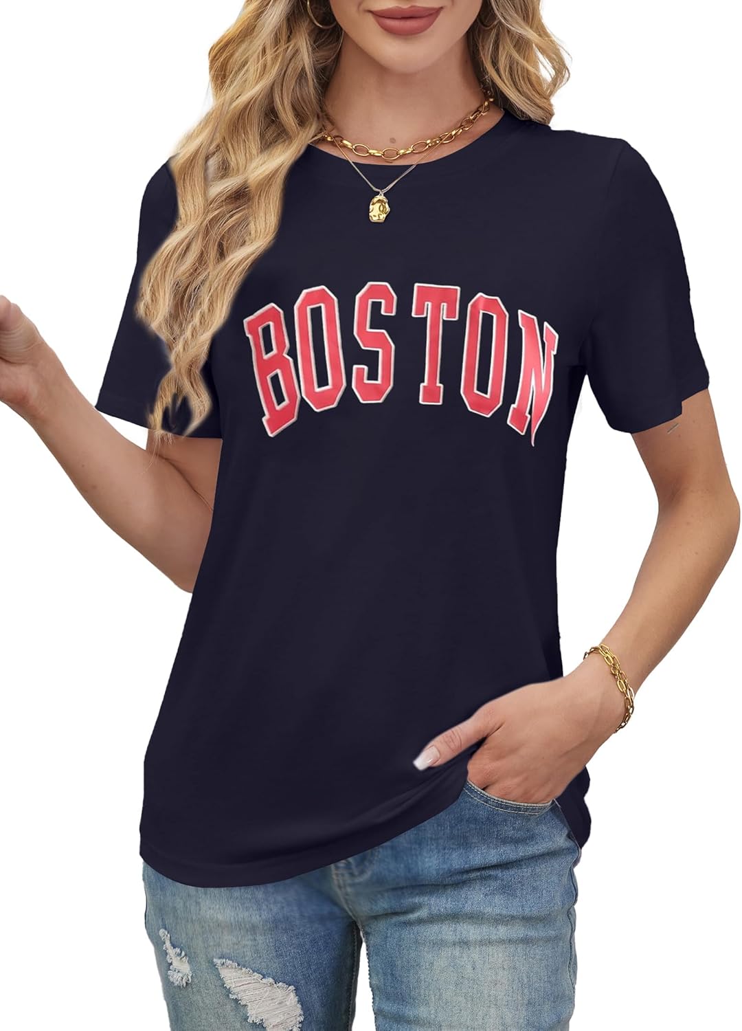 Avanova Womens Graphic Letter Print Short Sleeve T-Shirts Crewneck Casual Summer Cute Tees Tops - Image 3