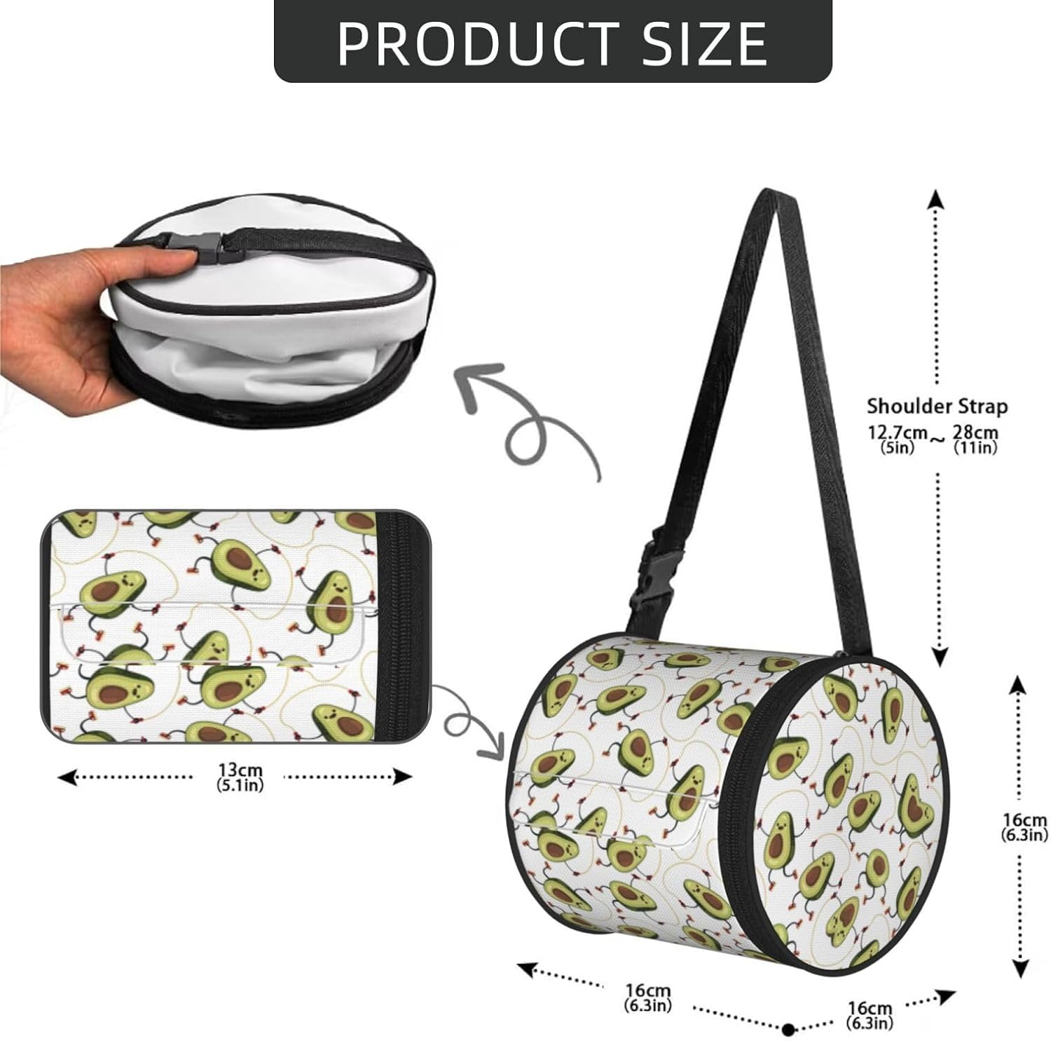 Funny Cartoon Avocados Print Cylinder Tissue Box Cover Tissue Holder for Bathroom Foldable Car Tissues Box for Home Office image 4