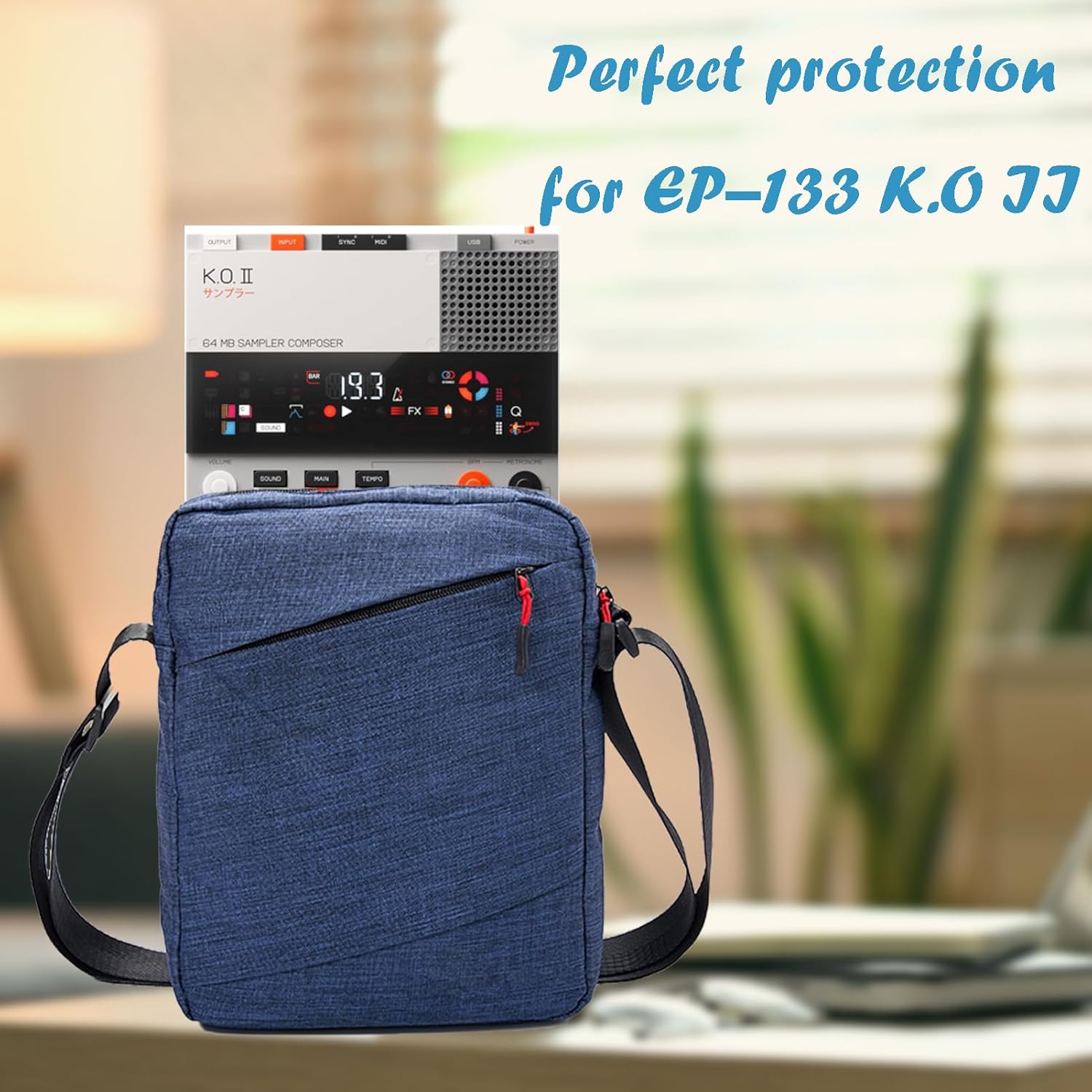 Sadoia Pocket Operator Bag - Splashproof Crossbody Pouch Case for Teenage Engineering K.O. II Sampler EP-133 K.O II Sampler, Synthesizer and Drum Machine with Adjustable Strap (navy blue) - Image 3