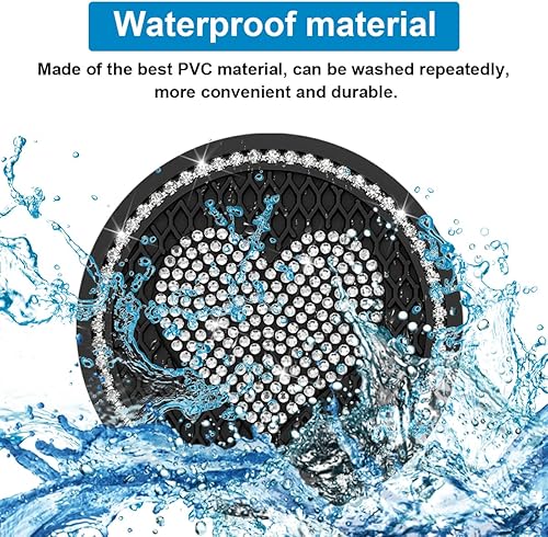 Miniatura 4 de AICEL Posavasos para automóvil con diseño de corazón, 2 unidades, universales, de 2.75 pulgadas, con diamantes de imitación brillantes,