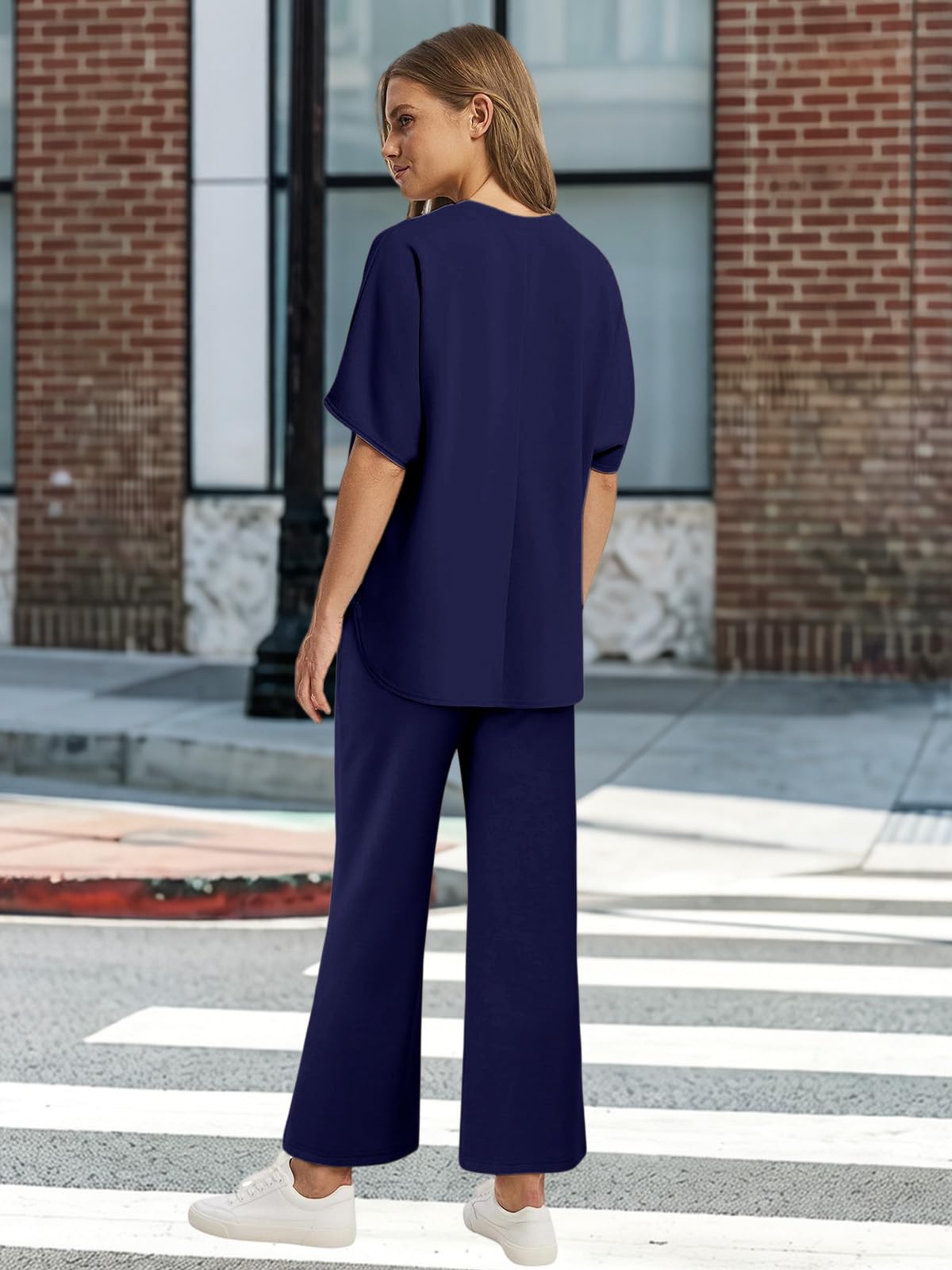 Rayson Tuta Estiva Donna Sportiva con Scollo Rotondo e Ampie Tasche Completo Tuta Donna T-Shirt & Pantaloni Casual per Jogging, Training, Casa, Working