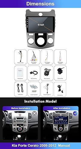 Miniatura 2 de Estéreo de coche de 9 pulgadas Android 12 para Kia Forte Cerato 2008-2012 doble DIN radio de coche GPS navegación BT soporte CarplayMirror