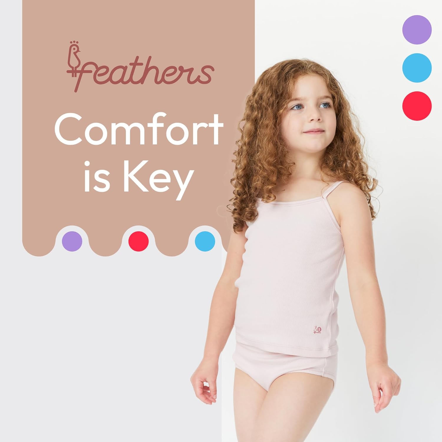 Feathers Super Soft Girls Undershirts Tagless Camisoles – Cotton Cami Girls Tank Tops (3 Pack) - Image 5
