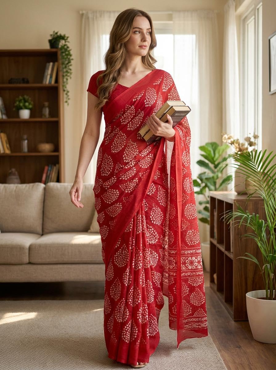 Printed Georgette Saree With Unstitched Blouse Piece-image-26