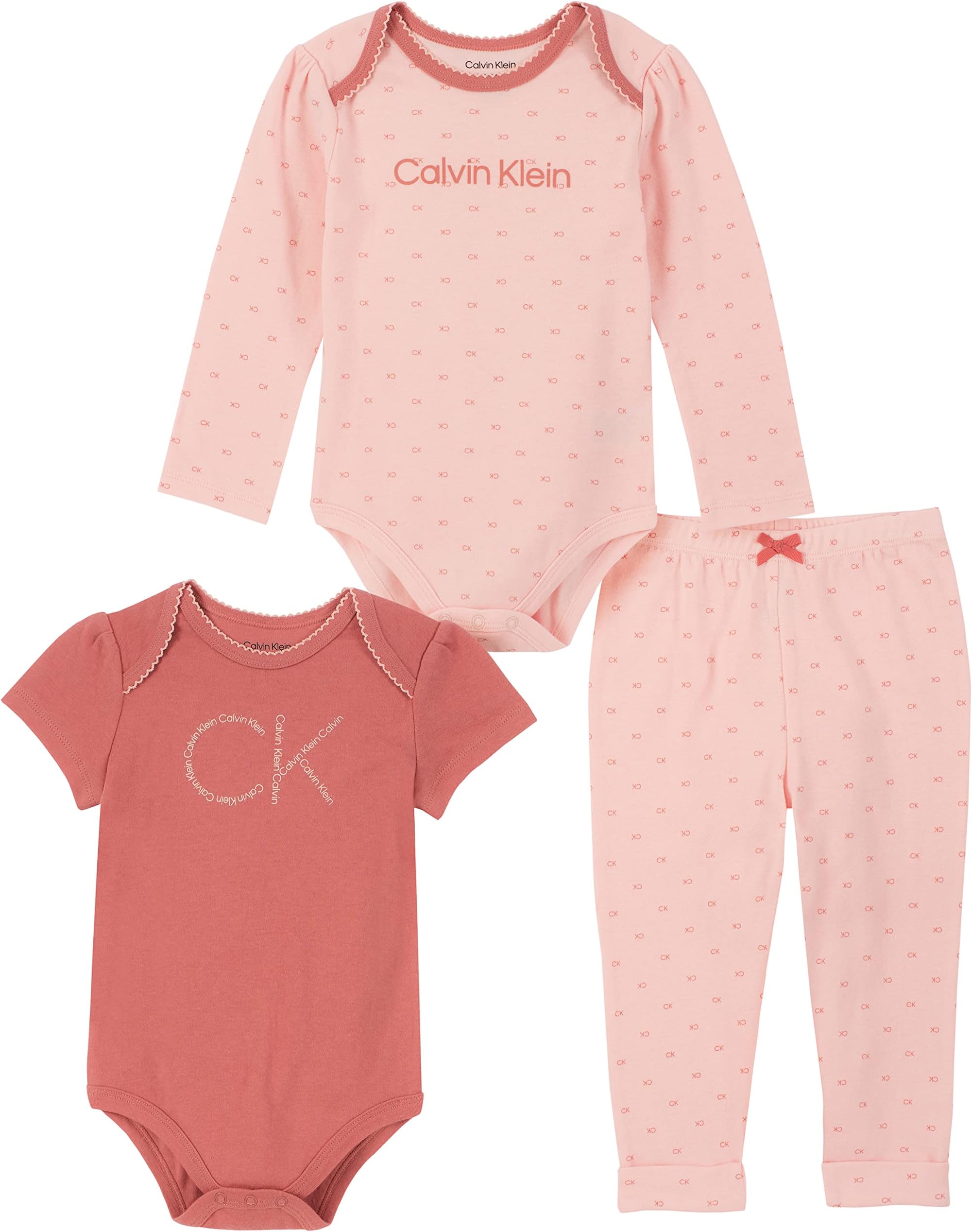 Calvin Kleinbaby-girls 3 Pieces Bodysuit Pant Set