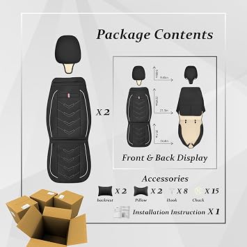 Car Seat Cover for Mitsubishi Outlander 2003-2026, Waterproof Durable Compatible Airbag, Premium Leather Seat Protectors(2 Seats Luxury,Black White)