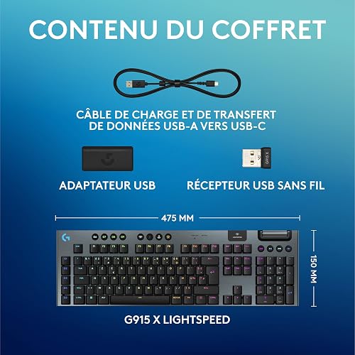 Logitech G G915 X LIGHTSPEED Clavier gaming sans fil ultra-plat - 9