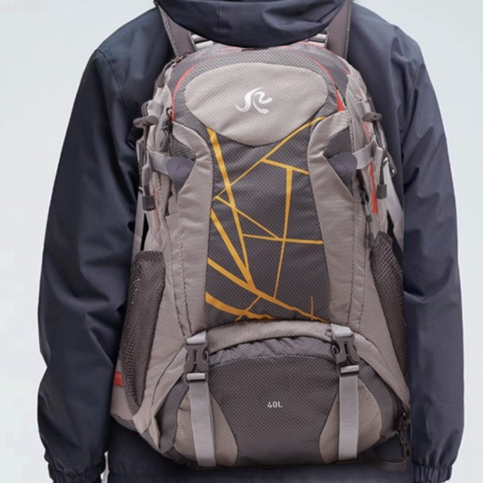 MERIGLARE Wanderrucksack Outdoor Hiking Pack Rucksack Tagesrucksack Trekkingrucksack Reiserucksack 40L Strukturierter Aufbau Mehrere Fächer Fronttasche, Grau, Grau