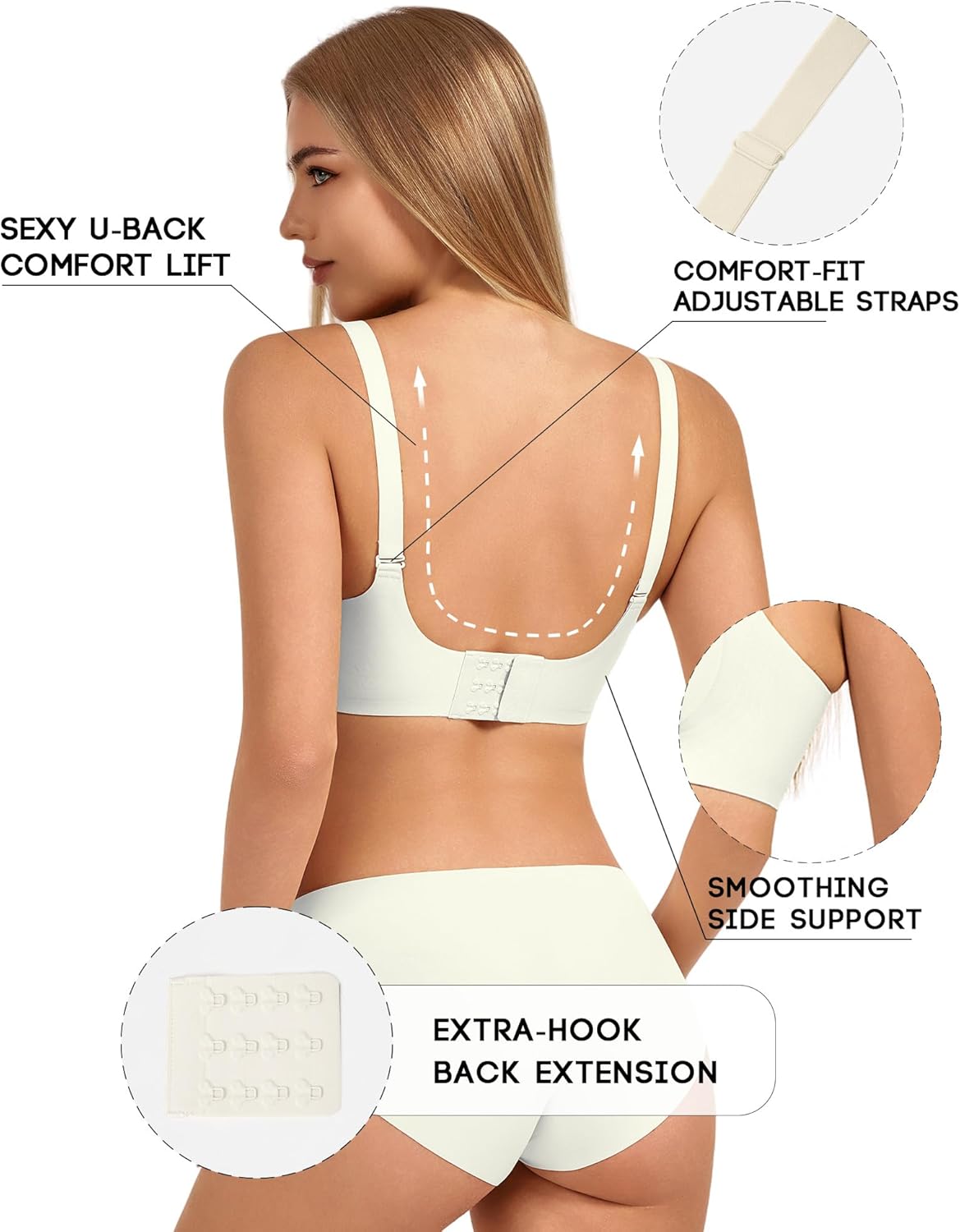 Women's Jelly Comfort Wireless Bra Full Coverage Push Up for All-Day Wear, No Underwire Everyday Bra with Light Support - Image 3