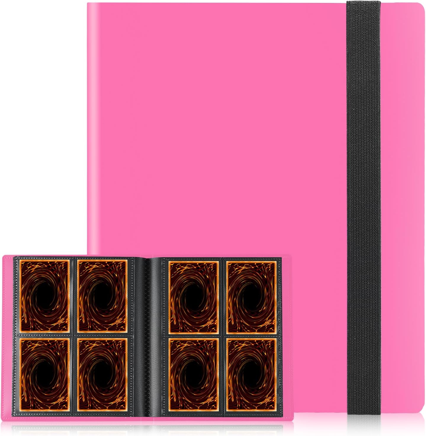Card Binder, Upgraded 4 Pockets Trading Card Binder for Cards, Mini Collection Card Album, 160 Pockets Mini Card Book Holder - Rose red