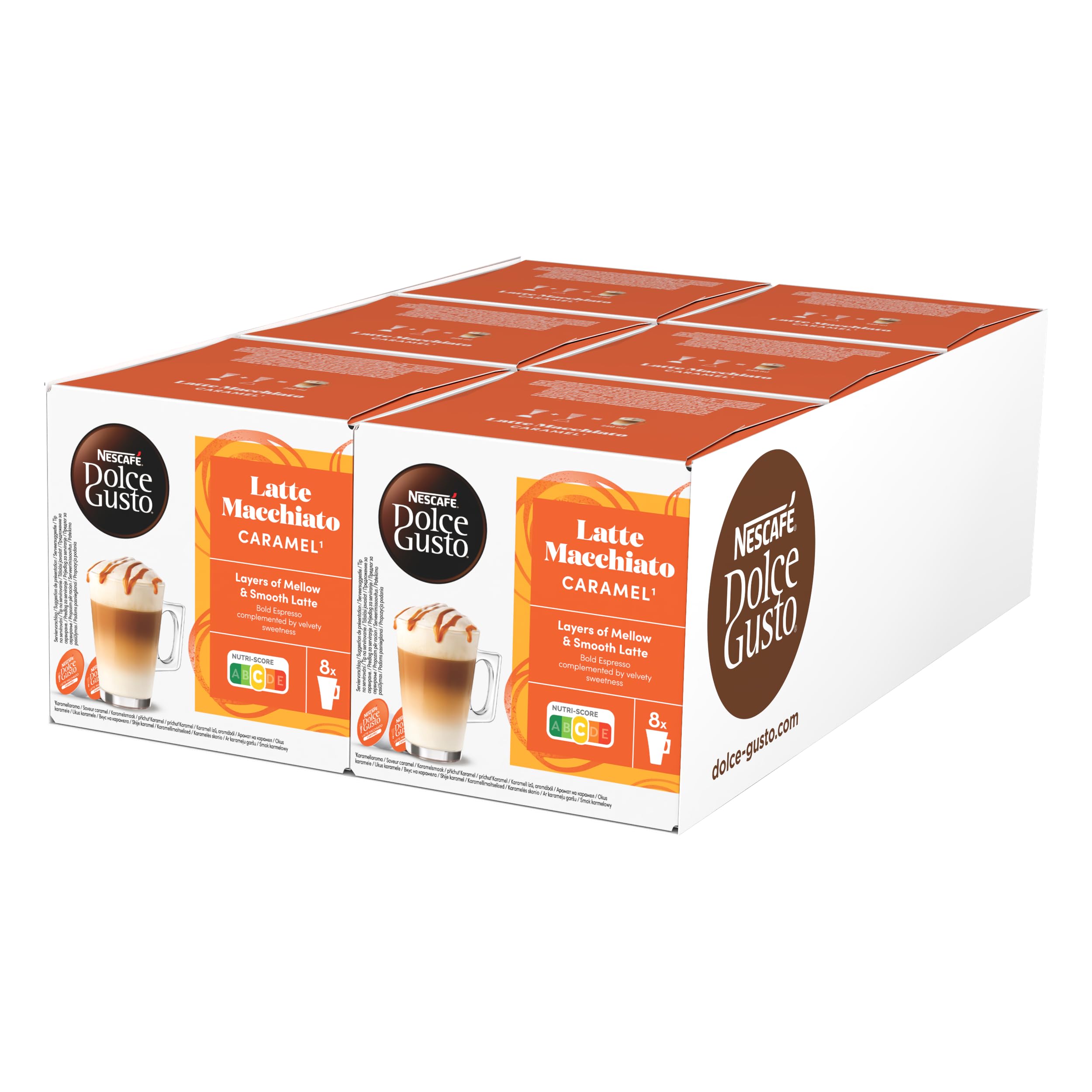 NESCAFÉ DOLCE GUSTO Caramel Latte Macchiato Kaffeekapseln (6 x 16 Kapseln)
