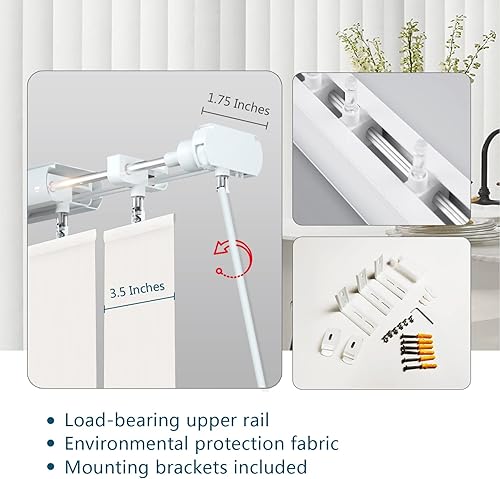 Miniatura 3 de FACIMI Persianas verticales opacas, color azul lago personalizado de 3.5 pulgadas, persianas verticales de tela de listón, protección UV,