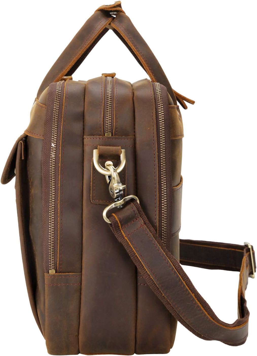 Polare Modern Attaché Style 15.7" Full Grain Italian Leather Laptop Business Briefcase for Men - Image 9