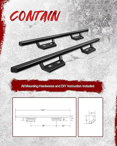 Miniatura 7 de KAC Estribos, estribos compatibles con Ram 1500 Quad Crew Cab Pickup Truck Bar 2009-2018