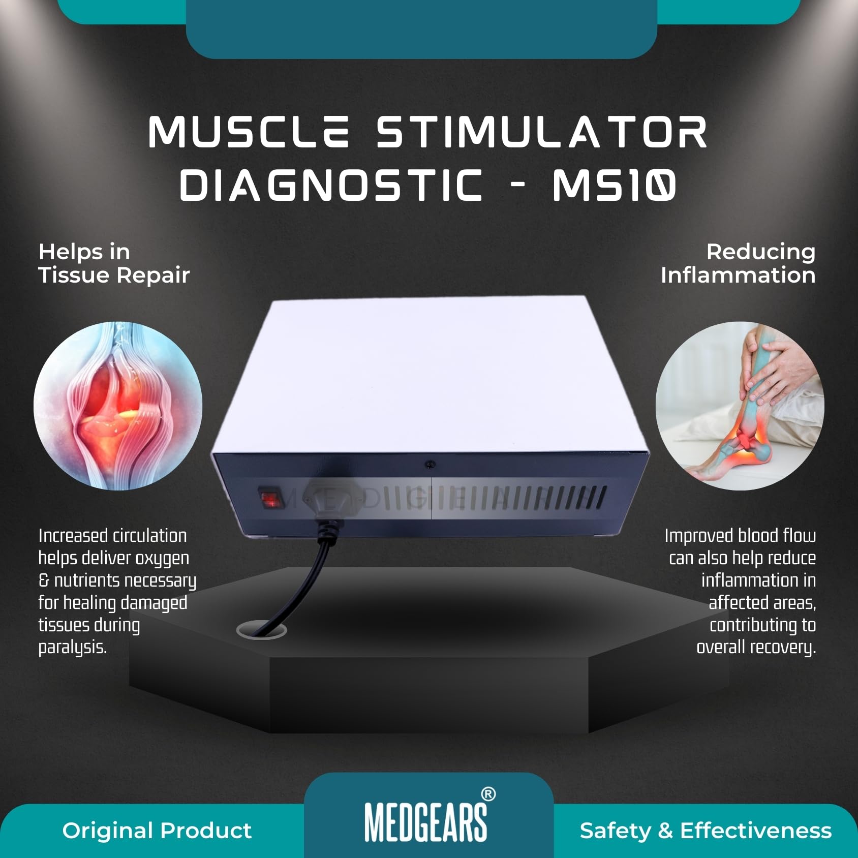 Physiogears Muscle Stimulator 4 Channel with 4 Pin Electrotherapy Machine for Physiotherapy 4 Channel with Timer faradic and galvanic Muscle stimulator diagnostic stimulator 4 Channel abs stimulator 3