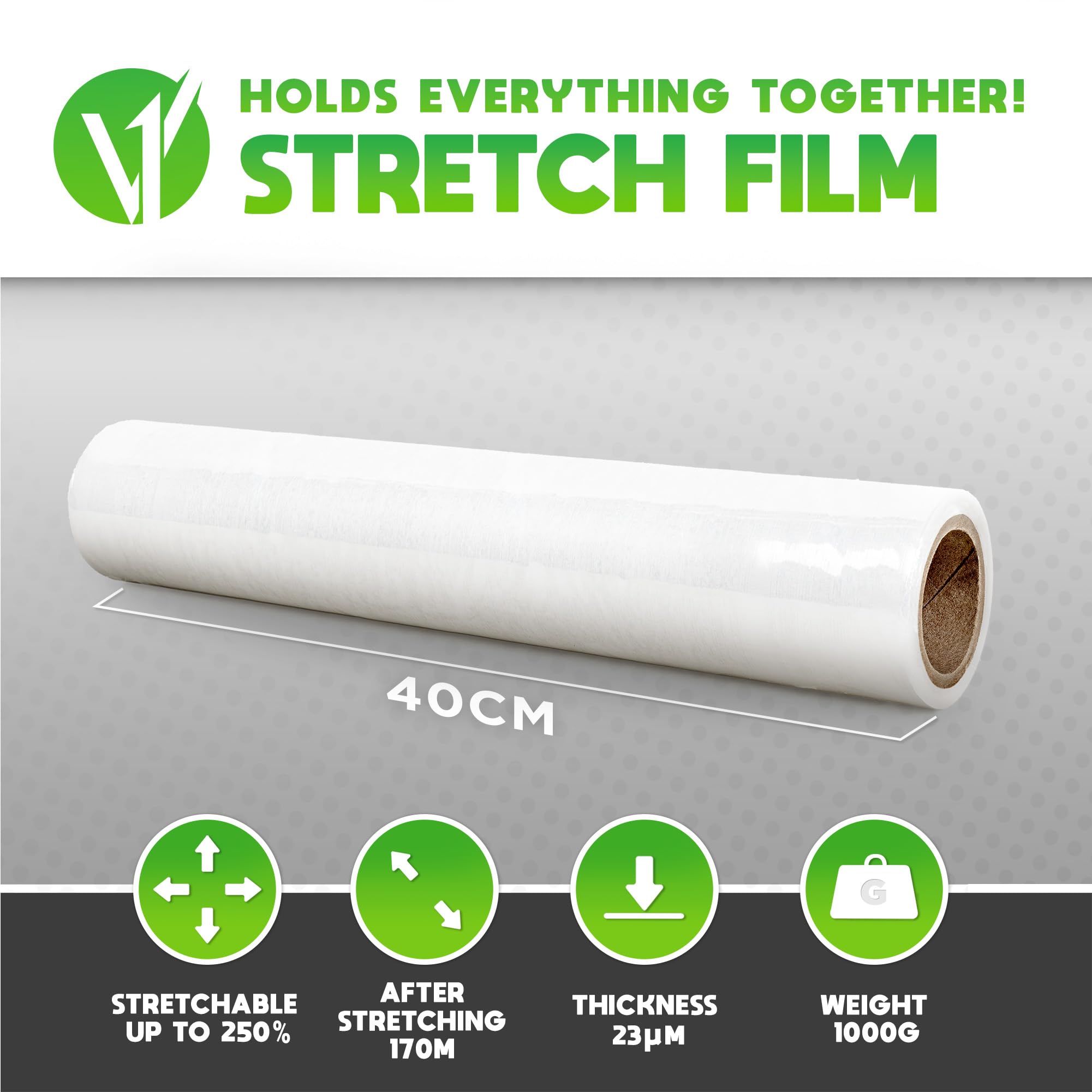 V1 Trade 2x Stretch Film Transparent, Film for Furniture, Hand Moving Film 170 m x 40 cm - Image 4