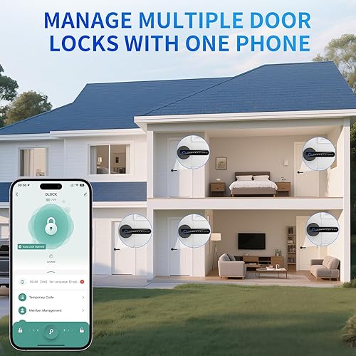 Miniatura 7 de Cerradura de puerta de huellas dactilares, perilla biométrica de puerta inteligente, teclado de contraseña, manija de puerta, para dormitorio,