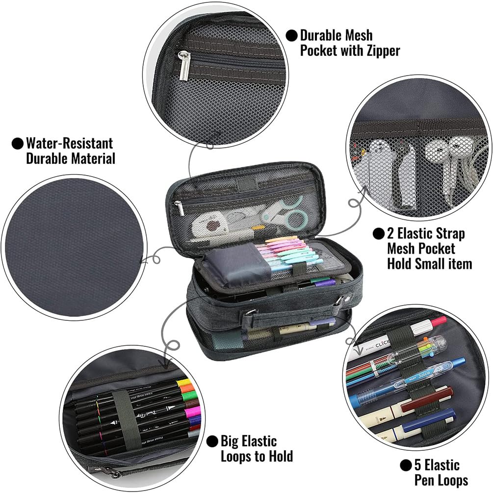 YOULIKE Large Capacity Pencil Case, Big Storage Pen Case with Compartments for Office College School - Image 2