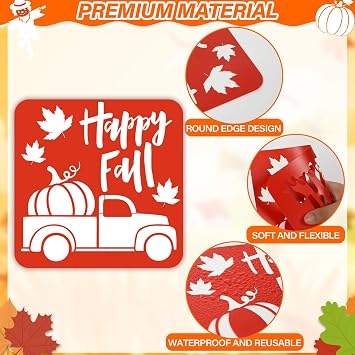 36pcs Fall Thanksgiving Drawing Stencils for Kids 8 Inch Pumpkins Sidewalk Chalk Stencils Painting Large Washable Reusable Autumn Themed Primary Shape Template for Thanksgiving Kids Toddlers Preschool
